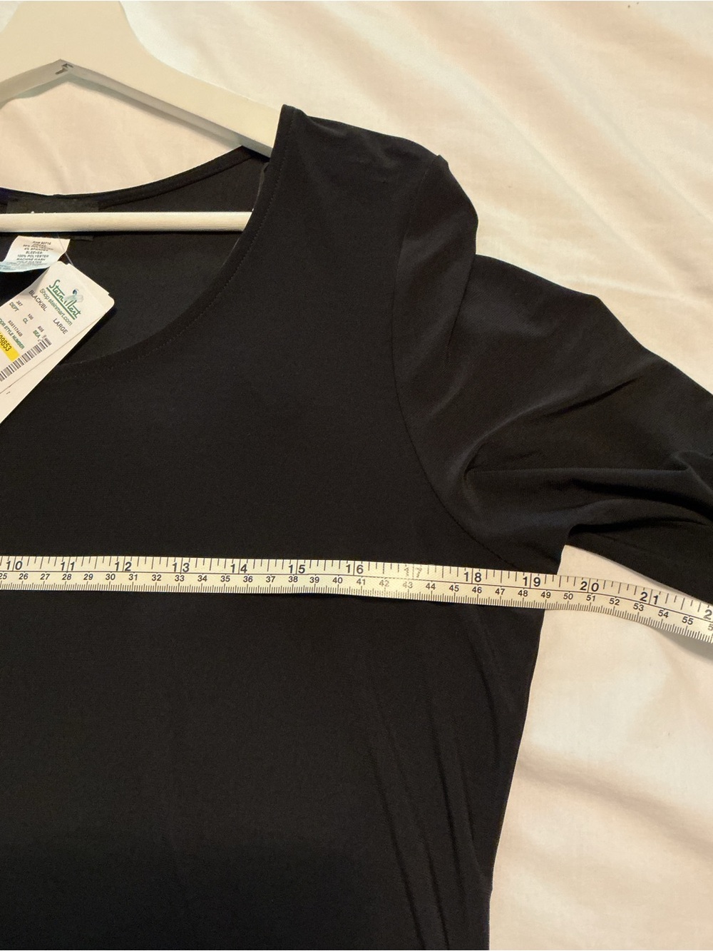 MSK Black Shift Dress with Embroidered Sheer Floral Bell Sleeves - Picture 6 of 6